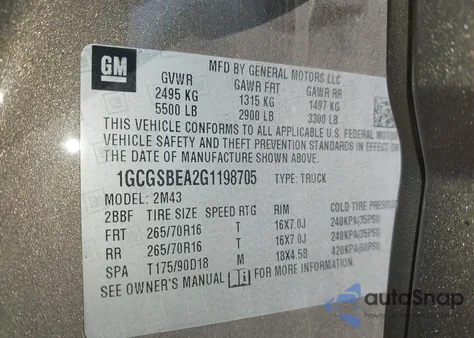 2016 Chevrolet Colorado Wt z USA, uszkodzony, nr VIN 1GCGSBEA2G1198705